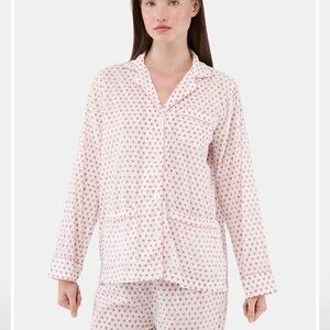 Roller Rabbit White and Pink Heart Linen top